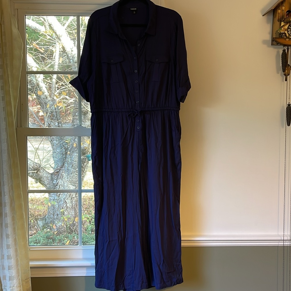 Torrid Navy Button Front Romper Pantsuit 2X 18-20 - Picture 2 of 10